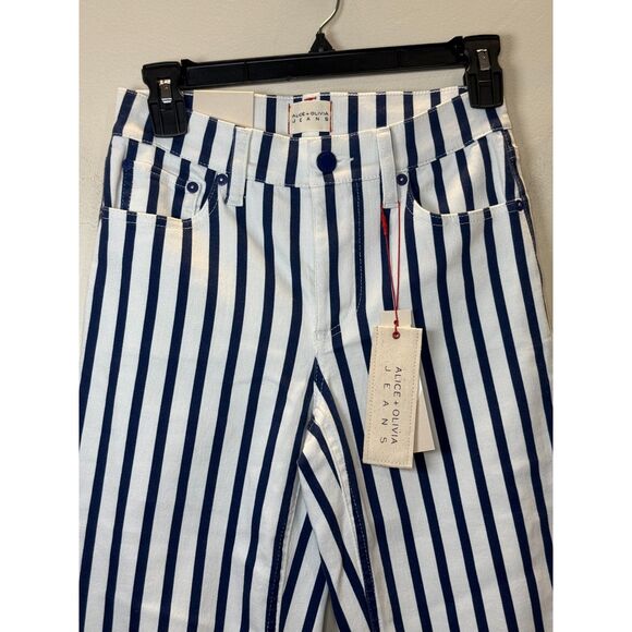 Alice & Olivia Women's CD403311630 Size 25 Indigo Admiral Stripe Bootcut Jeans - Picture 7 of 11